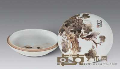 民国 粉彩树虫纹粉盒 高4cm；口径13cm；底径8.5cm